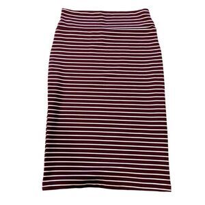 Popular Basics Burgundy/White Horizontal Stripes Pencil Skirt Women's Size Large